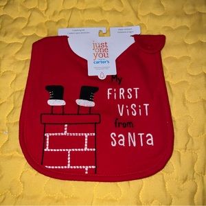 🎄Carter’s Baby Boys Girls Christmas Teething Bib New My First Visit from Santa